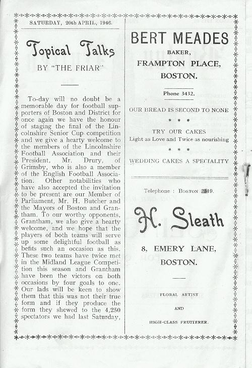 Programme Page 2 - 1945/6