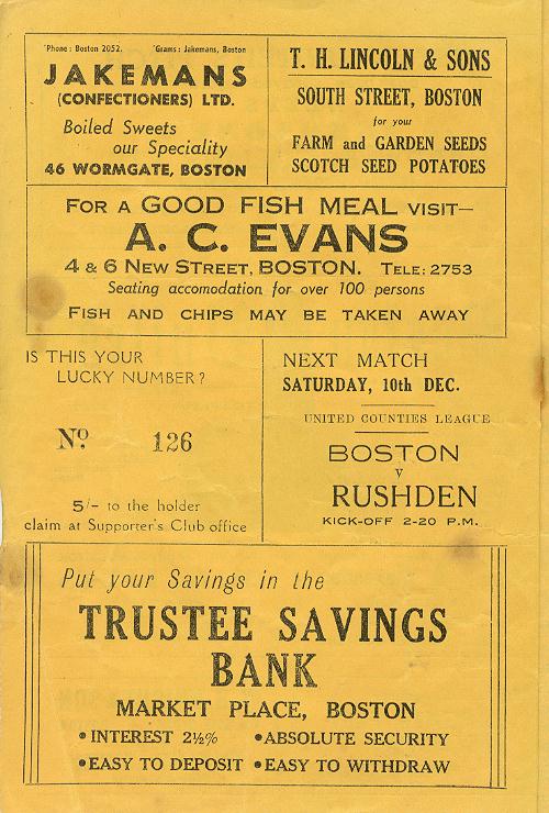 Programme Page 2 - 1949/50
