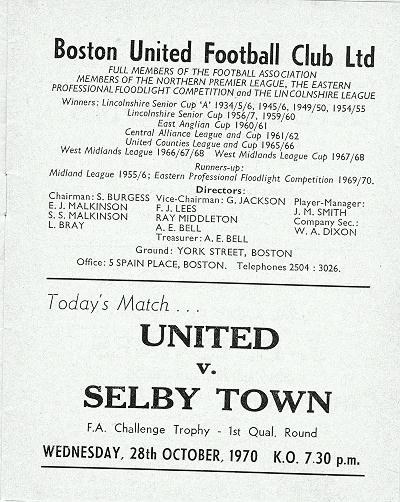 Programme Page 3 - 1970/1