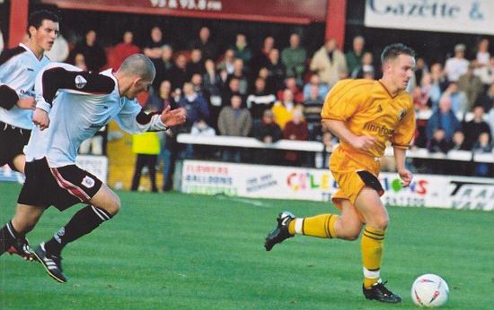 Lee Thompson leaves the Darlington defence trailing in his wake