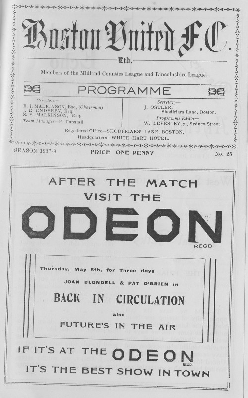 Programme Page 1 - 1937/8