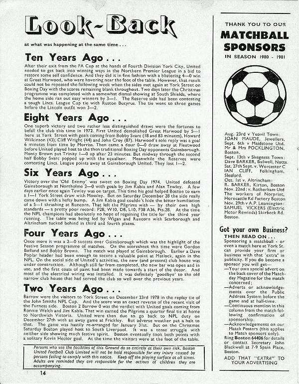 Programme Page 14 - 1980/1